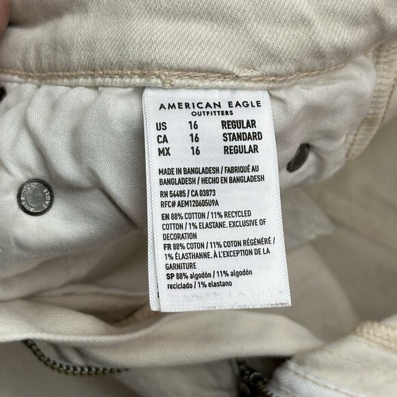 American Eagle Stovepipe Size 16 Ivory Ecru Denim Stretch High-Waisted Jeans - Picture 11 of 16